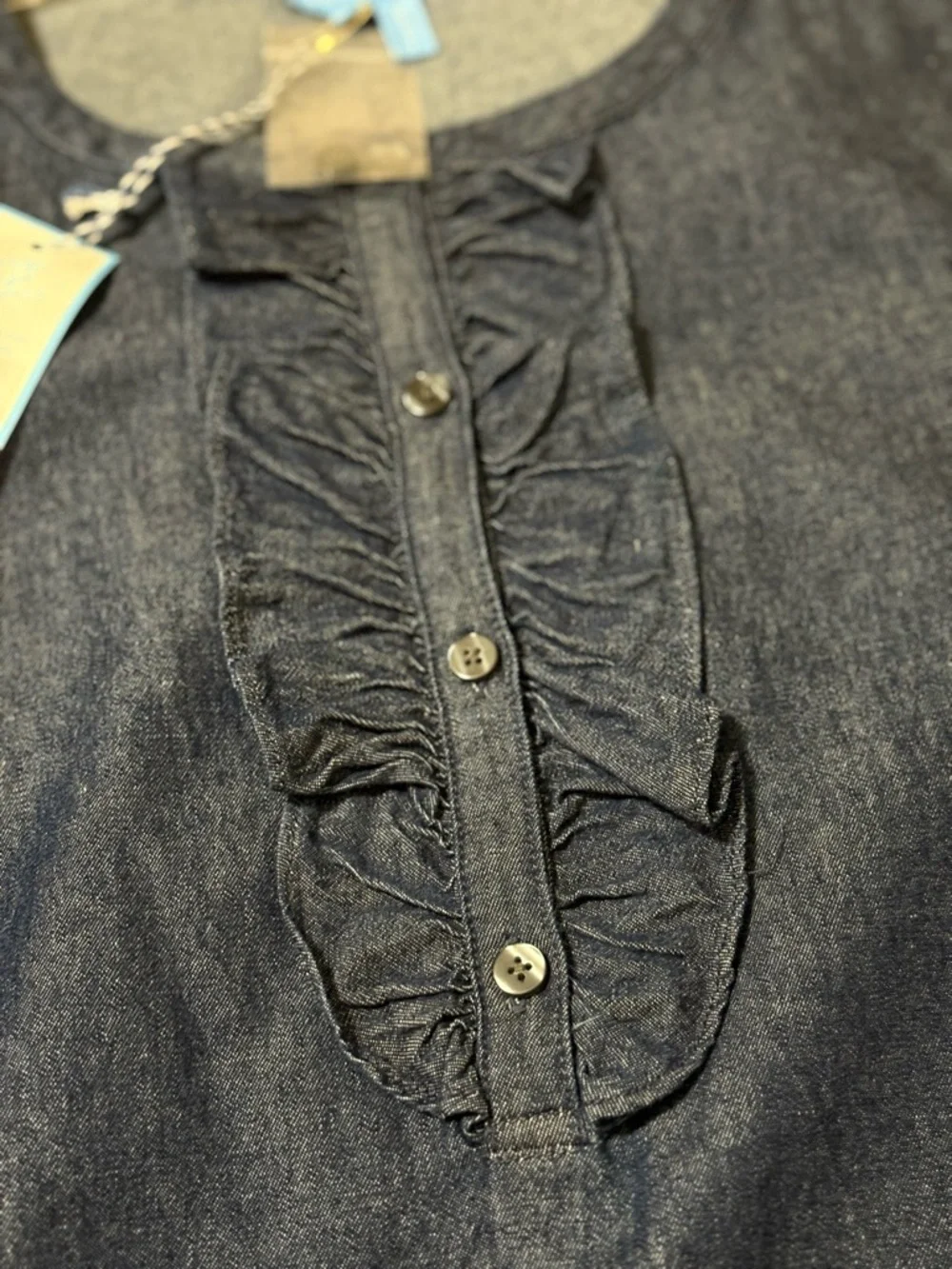 Draper James Indigo Ruffle-Placket Mini Dress - Picture 7 of 9